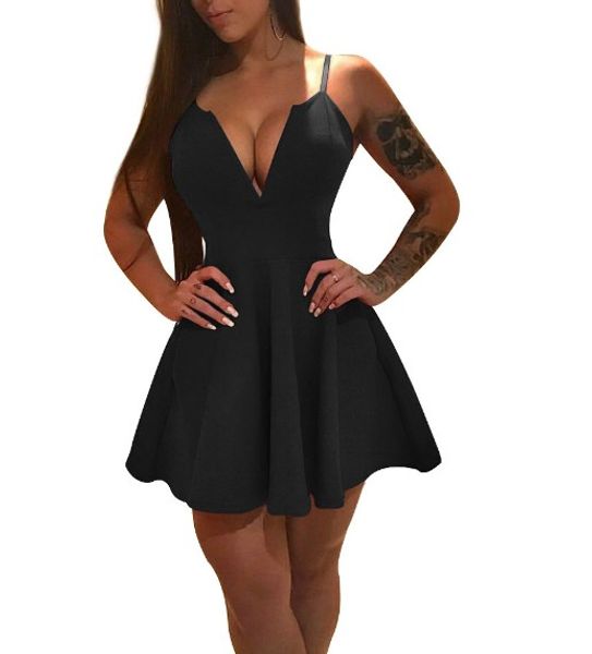 

Sexy Dress Women Fashion Women's Deep V-neck Sling Red Black Slim Slim Skinny Dress Mini Party Dress S-XL