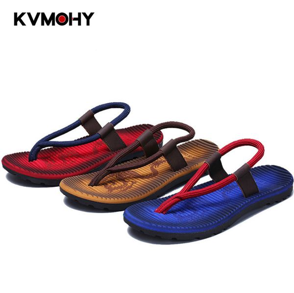 

вьетнамки мужские тапочки toe мужская обувь камуфляж полосатые сандалии мода личность массаж ног пляжная тапочка t200408, Black