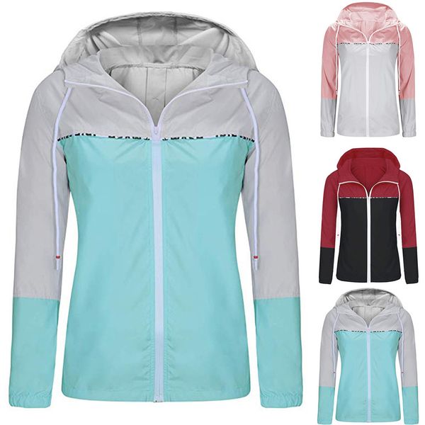 

outerwear & coats jackets long sleeve women's jackets patchwork thin skinsuits hooded zipper casual sport coats female, Black;brown