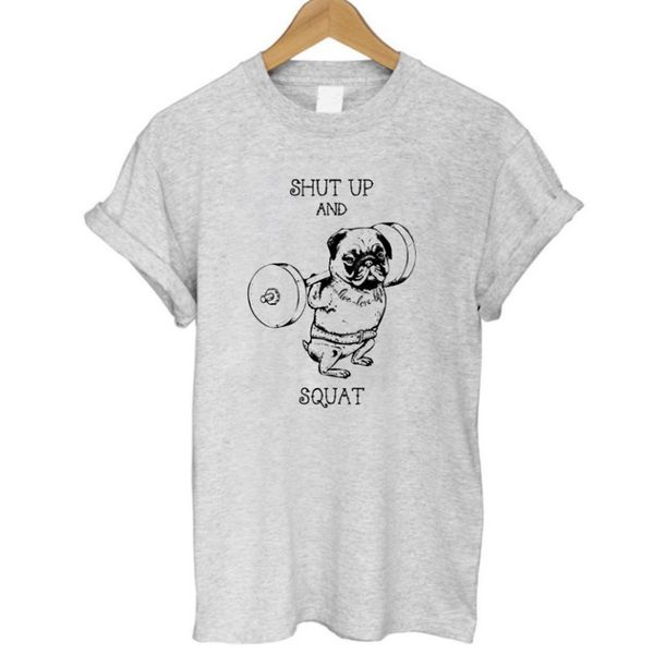 

pu0111b 100% cotton women t shirt casual loose design o neck women cute pug print t shirt summer tshirt tee shirt, White