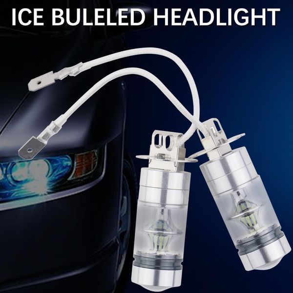 

pack of 2 fog lights ice blue fog lamp vehicle light 20led bulbs 100w 8000k h3 h4 h7 car daytime running light