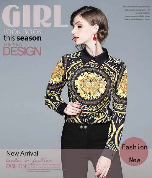 

Мода Женские рубашки блузки, леди и девушки красоты Printingg топы, хороший отворот ше