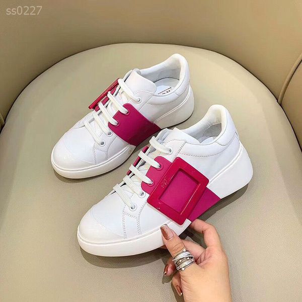 

2019 leisure casual sports shoes women fight color round head flat bottom early autumn lace thick white shoes factory direct sales, Black
