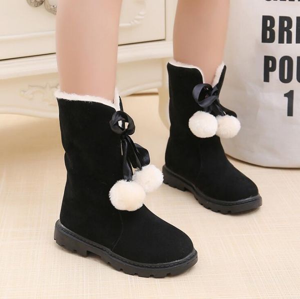 

winter girls boots for kids shoes children snow boots warm footwear outdoor plush mid-calf school party felt fashion 2019, Black;grey