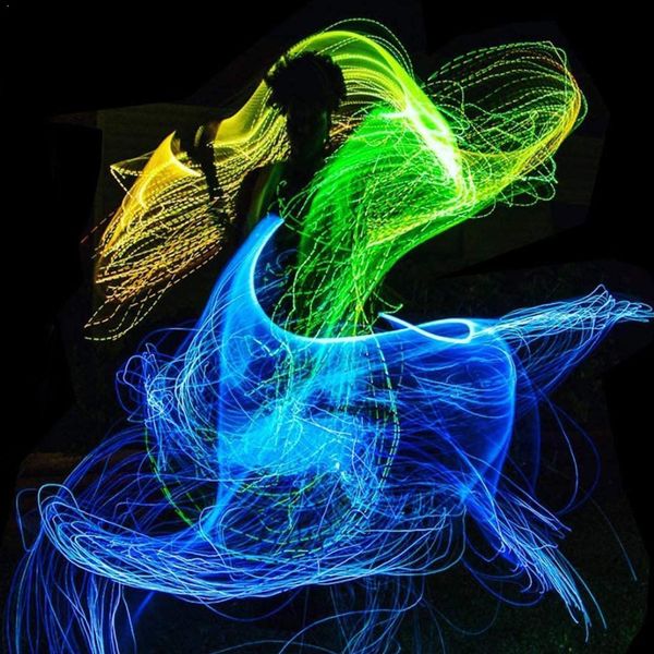 

кнут красочные оптические волокна привело led glow перчатки multicolor игрушки rave игрушки фестиваль фонарик свет танец стик glow танец up