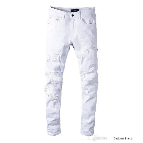 

classic miri wholesale white pants 350 jeans designer pants straight biker skinny loophole jeans men women ripped jeans, Blue
