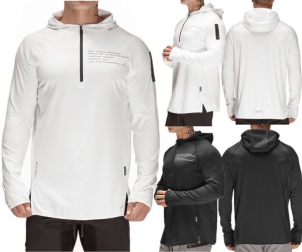 

men hooded hoodie coat jacket outwear 2018 new autumn casual long sleeve fitness letter jumper zipper slim pullovers m-2xl, Black