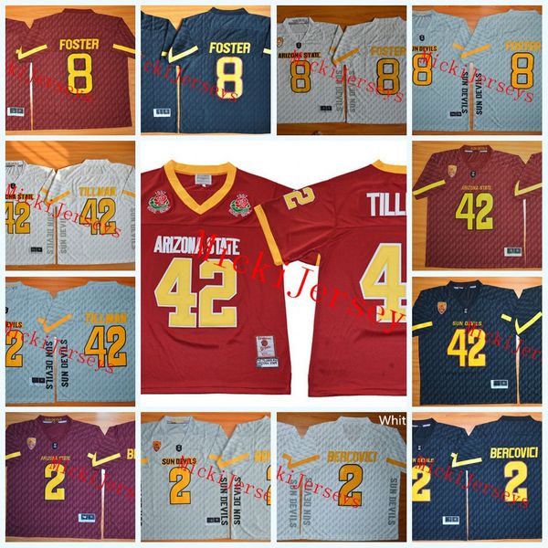 

mens ncaa arizona state sun devils pat tillman college football jersey stitched 2 mike bercovici 8 d.j. foster asu sun devils jerseys s-3xl, Black;red