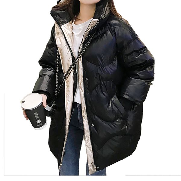 

2020 winter new women coat korean loose temperament casual wild long long thick slim thermal thick warm plus jacket z132, Black