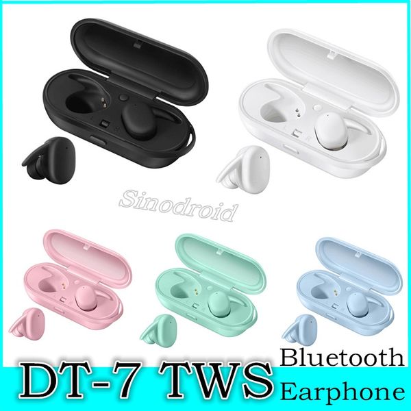 DT-7 TWS Headphones v5.0 Earbuds Mini sem fio Bluetooth fones de ouvido Bluetooth Headset com caixa de carga magnética Headsets barato por DHL