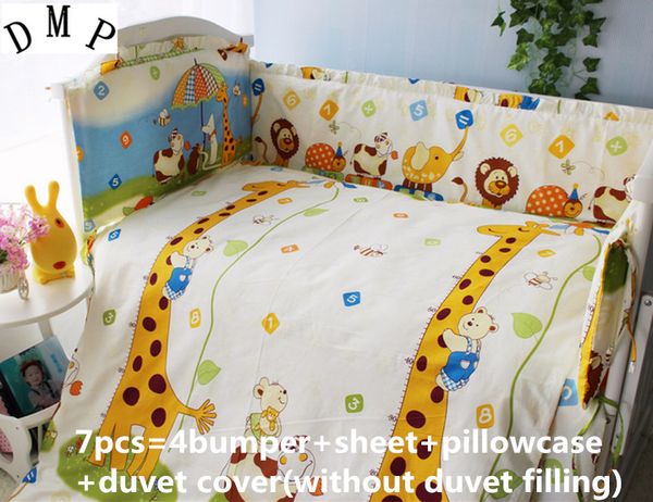 

discount 6/7pcs baby bedding set cot crib bedding set pure cotton baby bed around ,120*60/120*70cm