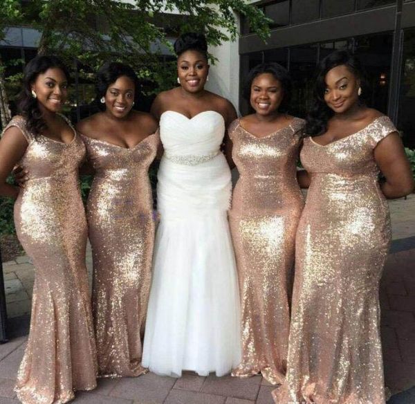 

mermaid gold sequins bridesmaid dresses backless african plus size floor length maid of honor dresses for wedding guest party gowns, White;pink