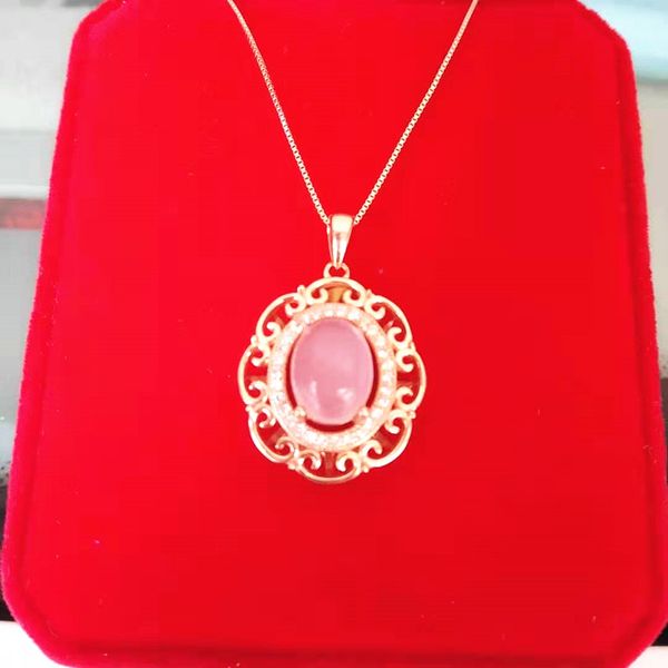 

kjjeaxcmy boutique jewelry 925 sterling silver inlaid natural furong stone female necklace pendant support test