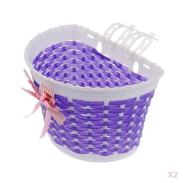 

2x kids girls bicycle front basket bike cycle shopping holder