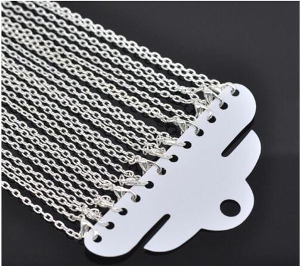 

fashion- 24 strands silver plated lobster clasp textured link chain necklaces 4.2x2.8mm, 20