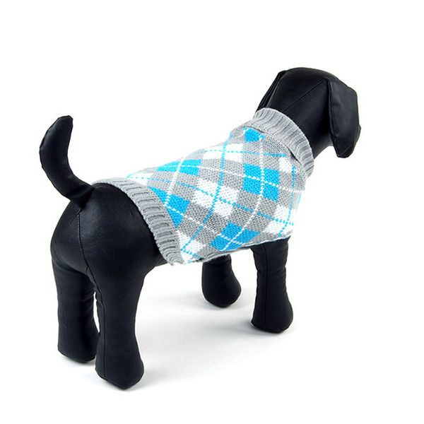 

pet dog cat sweater plaid pattern lattice knitwear coat jacket puppy sweater clothes knitted coat apparel clothes for small dog