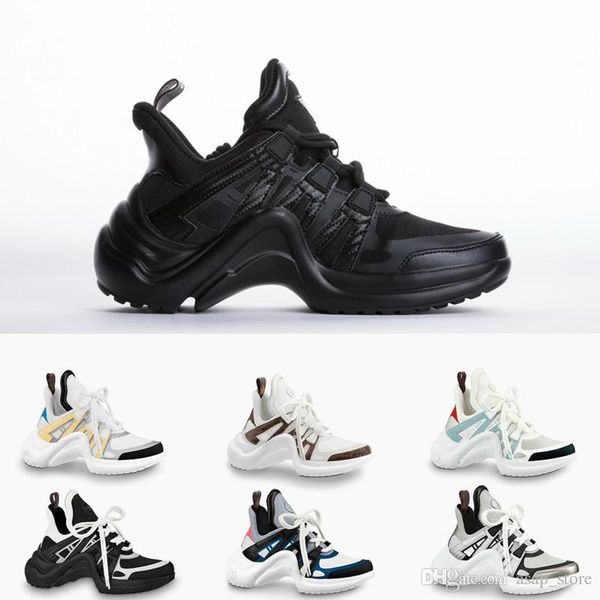 

2018 de igner black ca ual hoe white blue monogram black archlight neaker men women genuine leather trainer runner hoe