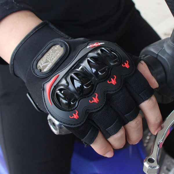 

new half finger motorcycle gloves motorcross racing protective summer breathable riding guantes motocicleta moto glove green red, Black