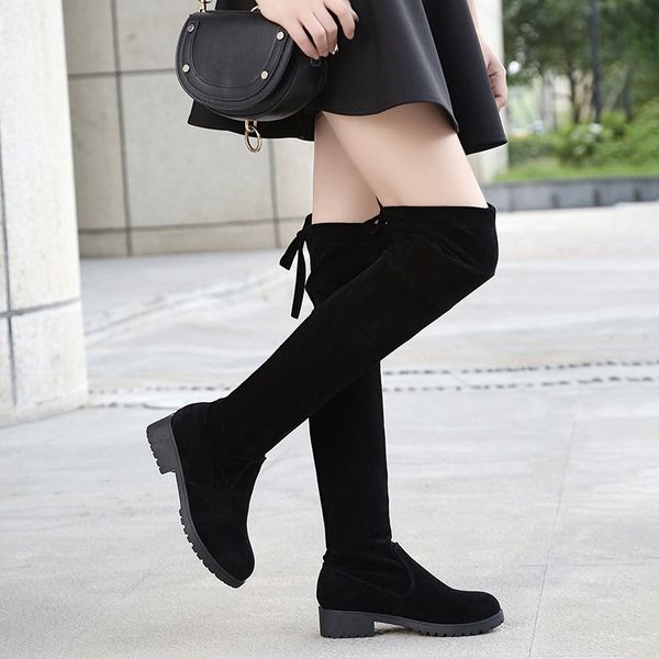 

akexiya 2019 new women's shoes women's boots black over the knee boots ladies autumn winter ladies thigh high