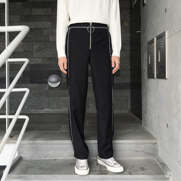 

new 2018 men's clothing hair stylist fashion trendy and retro casual pants trousers plus size costumes 27-44, Black