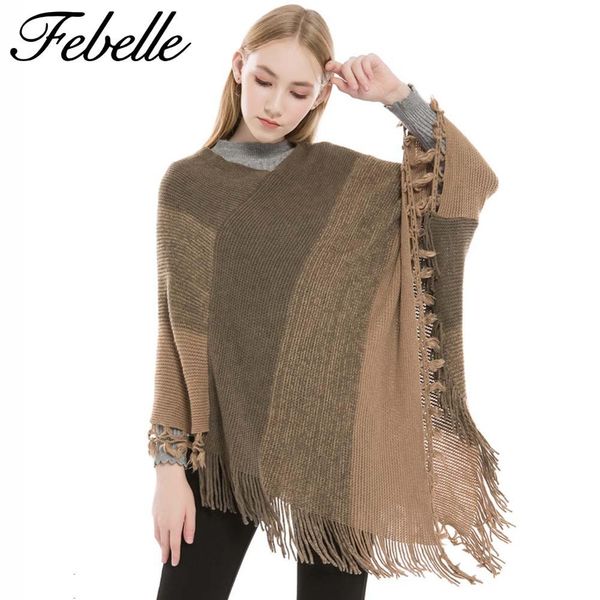 

fashion women autumn winter cashmere scarf batwing cape poncho pashmina knit cloak sweater coat outwear, Black