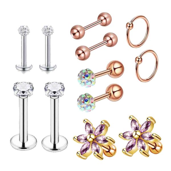 

wholesale lots mix steel lip piercing body jewelry barbell rings tongue ring, Slivery;golden