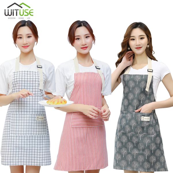 

linen pinstripe women kitchen apron adjustable chef waiter cooking bib dress