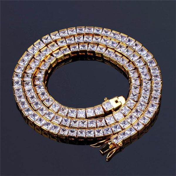 

6mm iced out zircon miami cuban link necklace choker bling bling mens hip hop jewelry gold silver chain 18" 20"