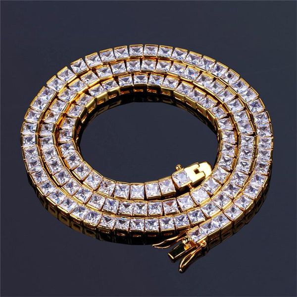 6mm Iced Out Zircon Miami Cuban Link Collana Girocollo Bling Bling Mens Gioielli hip hop Catena in argento dorato 18 