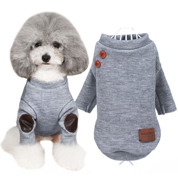 

brand dog clothes knitted button sweater soft warm pet jackets small dogs clothing pet supplies gray white optional lyw1881