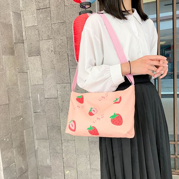 

fruit printing canvas crossbody bag 2020 new wild simple literary student shoulder bag cute girl messenger women canvas