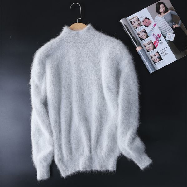 

new genuine mink cashmere sweater women 100% mink cashmere pullovers with turtleneck collar jn465, White;black