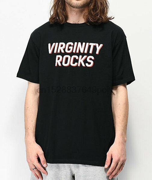 

virginity rocks black mens t shirt, White;black