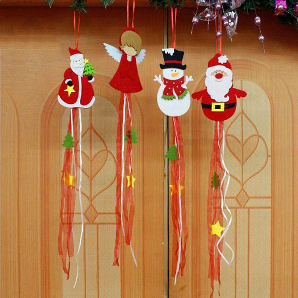 Santa Claus Angel Christmas Hanging Pendants With Ribbon Xmas Tree