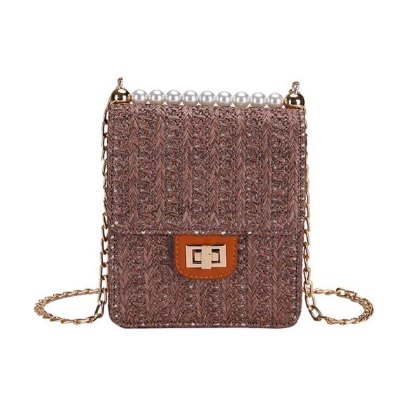 

women bag weave crossbody bag vintage fringed straw pearl casual wild vacation simple female totes hasp wicker