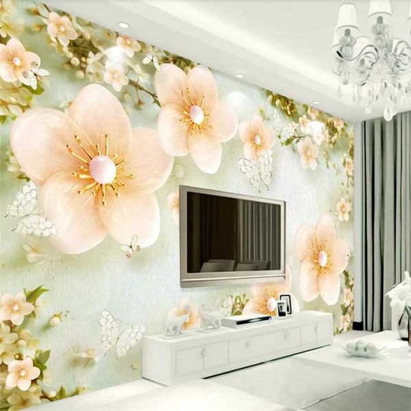 

papel de parede custom wallpaper 3d p murals beautiful stereo retro fresh plum european living room tv background wall paper