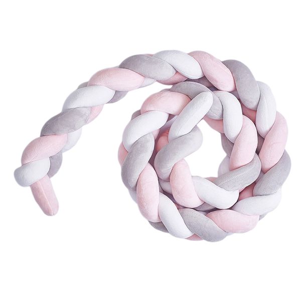 

2m soft knot plush pillow braided baby bed bumper cradle safe for baby crib