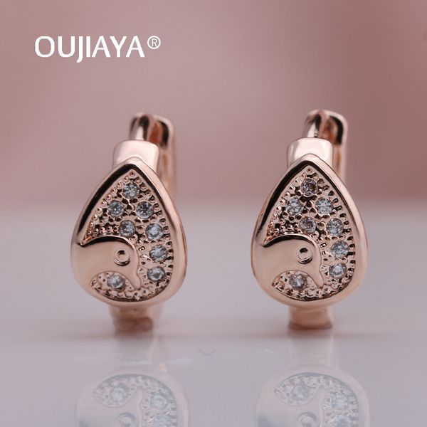 

oujiaya small micro wax inlay natural zircon drop earrings bird head 585 rose gold wedding dangle square fashion sell a220, Silver