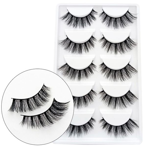 

yokpn fake lashes 5 pairs thick curl faux eyelashes fashion natural long eyelash multilayer fibers false eye lashes makeup tool