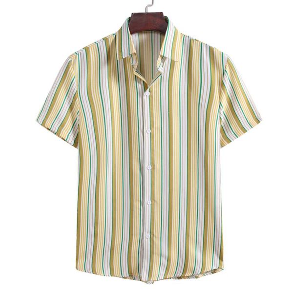 

men's casual shirts kancoold shirt summer fashion striped printed button short-sleeved vintage streetwear mens may29, White;black