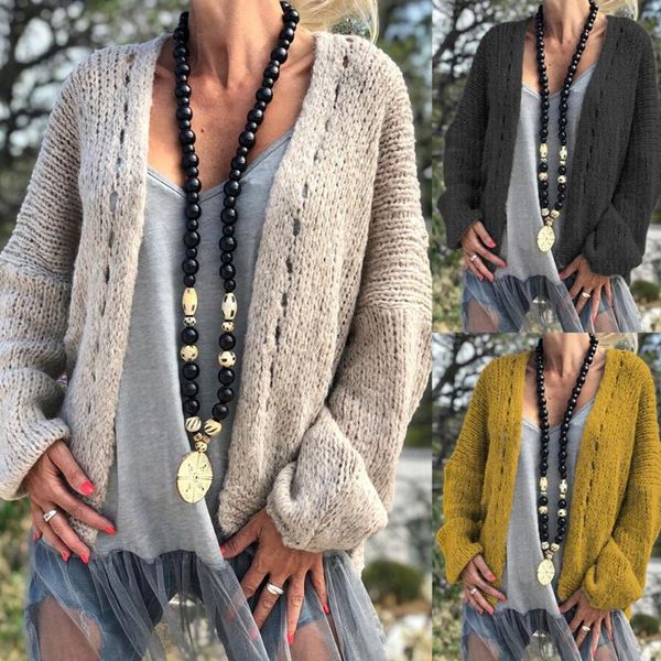 

женщины повседневная твердая с длинным рукавом вязать свитер sexy открытой передней кардиганы пальто верхняя одежда блудниц зимний теплый не, White