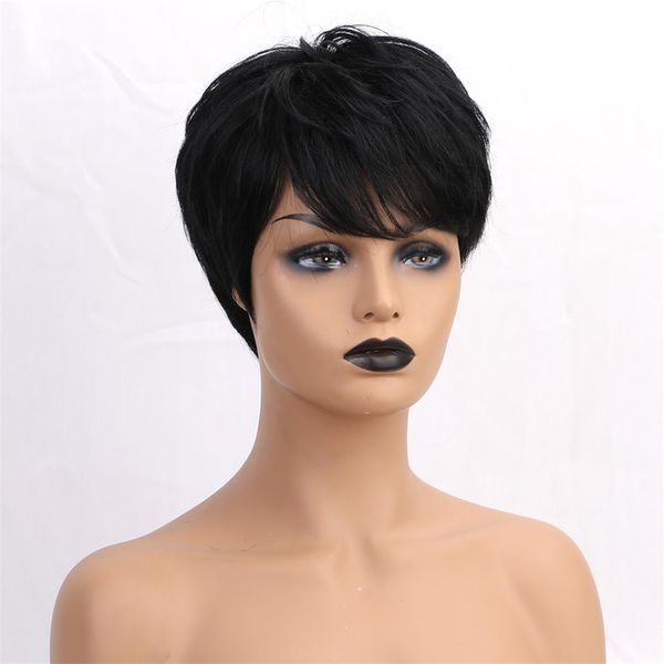 

short wigs 100% real human hair wigs natural looking for black women - perfect for cosplay party daily use