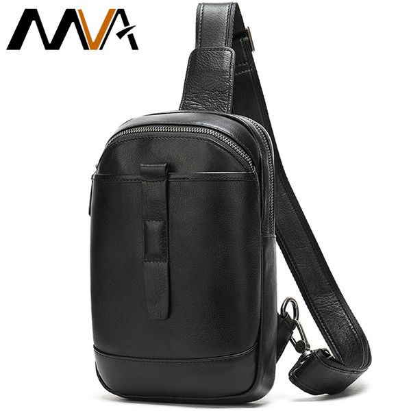 

mva men's shoulder bags men's genuine leather men crossobdy bag for men messenger bag leather sling bags male chest pack