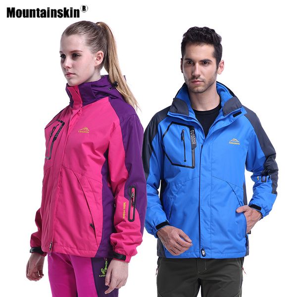 

mountainskin men women winter 2 pieces softshell fleece hiking jackets outdoor sports camping trekking thermal skiing coat va642, Blue;black