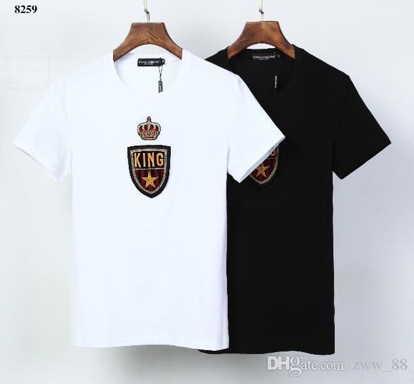 

2020 лето италия роскошь crown king printing london tee высокое качество футболки мужчины женская одежда хлопок повседневная футболка, White;black