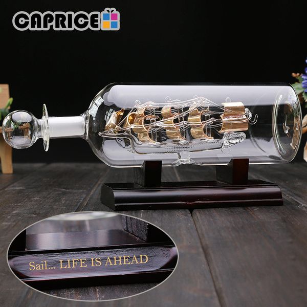 

ship in a bottle glass boat wood base decorative maison ornaments room vintage home decor hogar decoration accessories blplp-fc q190426