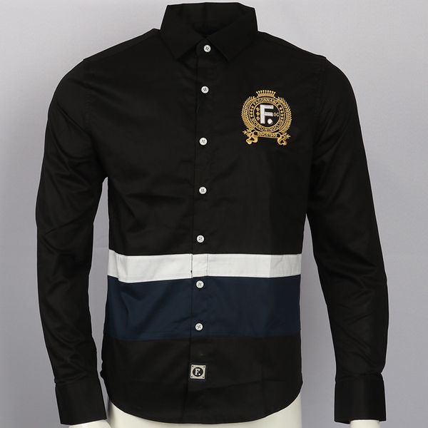 

embroidery shirt camisa masculina men long sleeve dress shirts cotton social hombre eden park faconnab chemises shirt men 6430, White;black