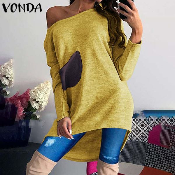 

2019 vonda maternity party shirts summer asymmetric blouse and one shoulder long blouses fashion stylish elegant blusas, White