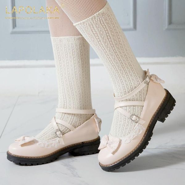 

lapolaka new design 2020 sweet bowtie mary janes pumps woman shoes women dropship buckle strap concise shoes women pumps, Black
