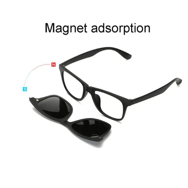

magnet eyeglasses clip mirrored clip on sunglasses driver glasses polarized men sunglasses lens with clear glasses frame, White;black